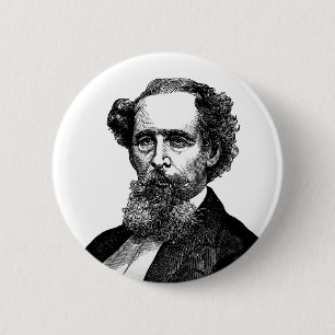 Badge Rond 5 Cm Portrait de Charles Dickens