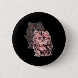 Badge Rond 5 Cm Portrait De Chat Cute Pour Les Moms De Chat Et Amo
