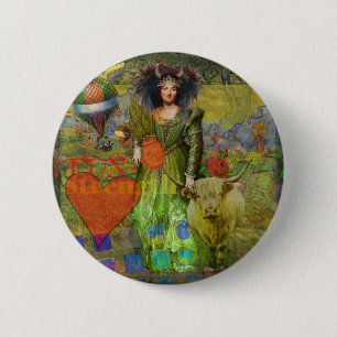 Badge Rond 5 Cm Portrait de femme classique vintage Taureau Art go
