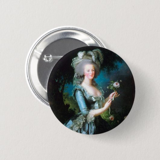 Badge Rond 5 Cm Portrait de Marie Antoinette avec un Rose (Devant & derrière)