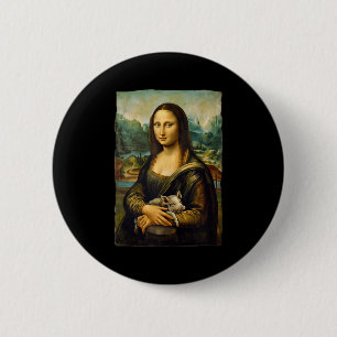 Badge Rond 5 Cm Portrait de Mona Lisa Cochon Porcelet Art Peinture