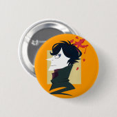 Badge Rond 5 Cm Portrait de papier (Devant & derrière)