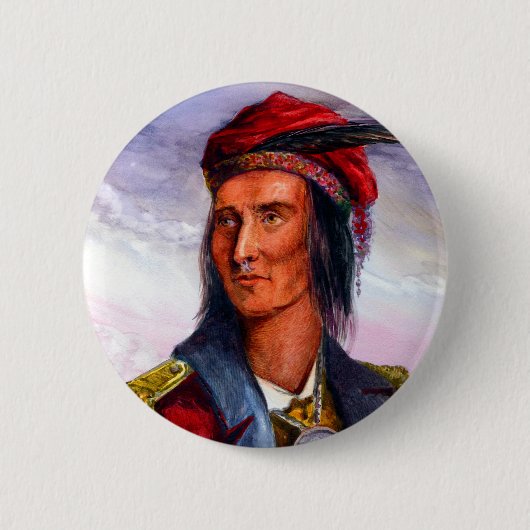 Badge Rond 5 Cm Portrait de Shawnee Chief Tecumseh (Devant)