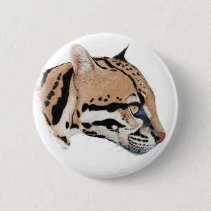 Badge Rond 5 Cm Portrait d'occelot