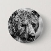 Badge Rond 5 Cm Portrait d'ours grizzli (Devant)