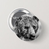 Badge Rond 5 Cm Portrait d'ours grizzli (Devant & derrière)