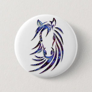 Badge Rond 5 Cm Portrait mystique magique de cheval