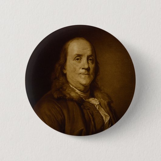 Badge Rond 5 Cm Portrait principal de Benjamin Franklin et (Devant)