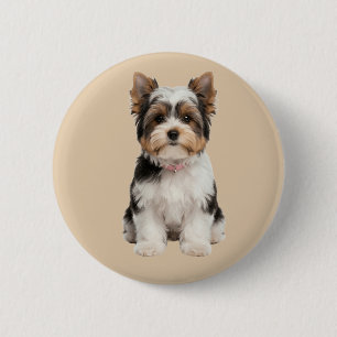 Badge Rond 5 Cm Portrait rond en forme d'épingle d'un mignon chiot