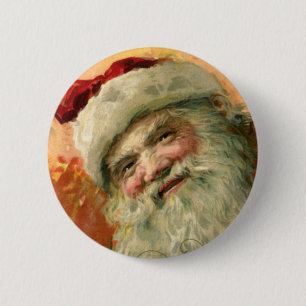 Badge Rond 5 Cm Portrait victorien du Père Noël, Noël vintage