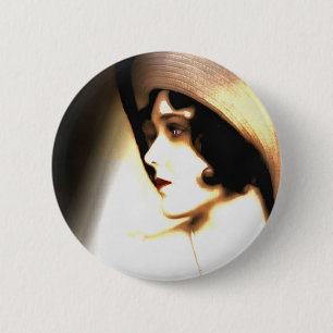 Badge Rond 5 Cm Portrait vintage des années 1920 de vedette de