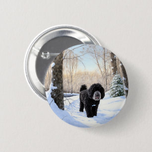 Badge Rond 5 Cm Portugais Water Dog Laisser neiger Noël