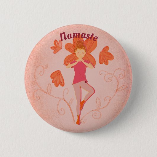 Badge Rond 5 Cm Pose de l'arbre Namaste (Devant)