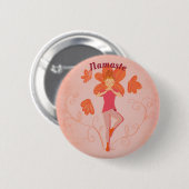 Badge Rond 5 Cm Pose de l'arbre Namaste (Devant & derrière)
