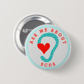 Badge Rond 5 Cm Posez-moi la question sur le bouton SCDS (Red Text (Devant & derrière)