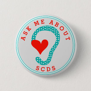 Badge Rond 5 Cm Posez-moi la question sur le bouton SCDS (Red Text