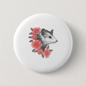 Badge Rond 5 Cm Possum Avec Fleurs (Devant)