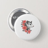 Badge Rond 5 Cm Possum Avec Fleurs (Devant & derrière)