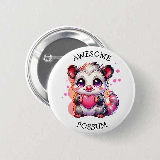 Badge Rond 5 Cm Possum génial | Opossum de dessin mignon (Devant & derrière)