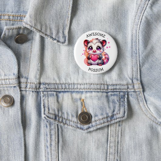 Badge Rond 5 Cm Possum génial | Opossum de dessin mignon (En situation)