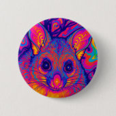 Badge Rond 5 Cm possums australien queue touffue psychédélique (Devant)