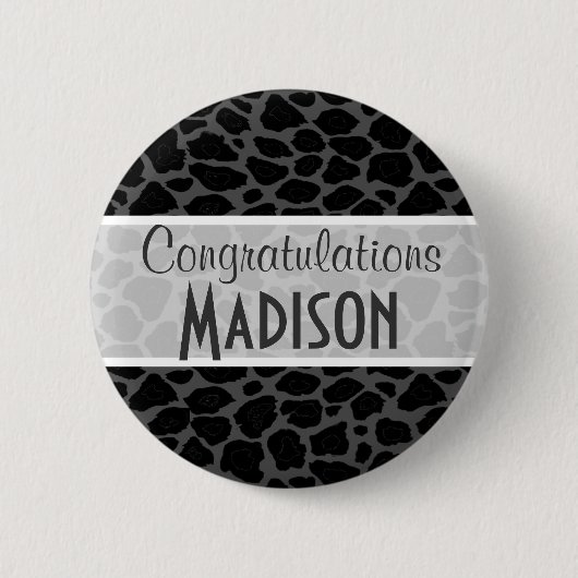 Badge Rond 5 Cm Poster de animal léopard noir (Devant)