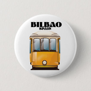 Badge Rond 5 Cm Poster de voyage en tramway Bilbao Espagne