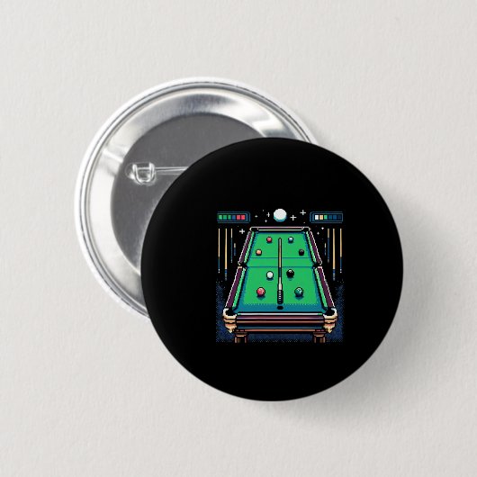 Badge Rond 5 Cm Pot Pixelated 8 bits Billiards (Devant & derrière)