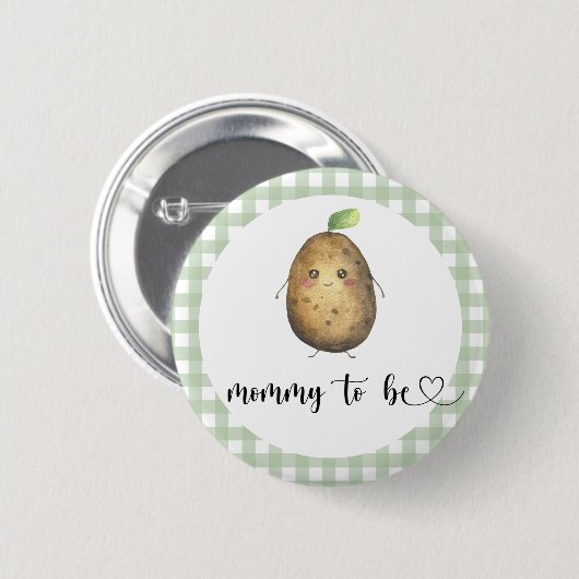 Badge Rond 5 Cm Potato mou - maman pour être Baby shower (Devant & derrière)