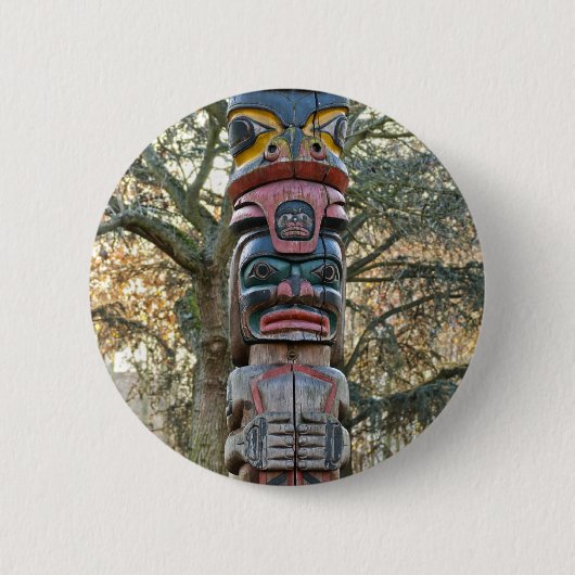 Badge Rond 5 Cm Poteau Totémique (Devant)