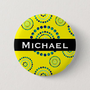 Badge Rond 5 Cm Pots Circle Power Flowers + votre backgr.