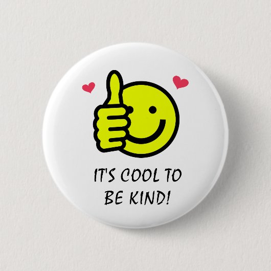 Badge Rond 5 Cm Pouce vers le haut Smile Face Cool pour être genti (Devant)