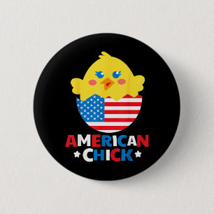 Badge Rond 5 Cm Poule américaine drôle 4 juillet jour de l'indépen