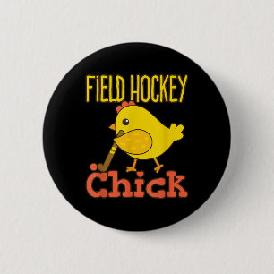 Badge Rond 5 Cm Poule de hockey sur gazon - Femme mignonne joueuse