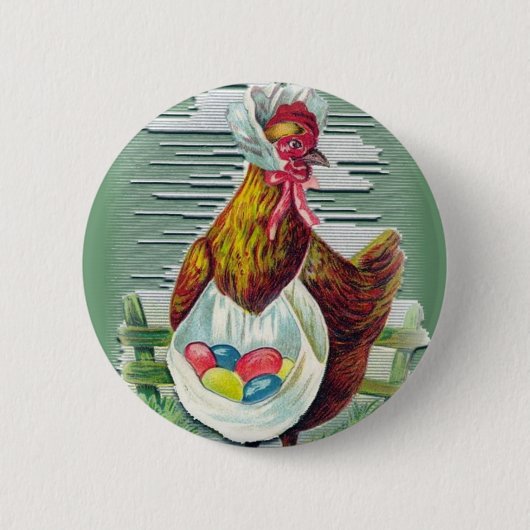 Badge Rond 5 Cm Poule et bouton de Pâques d'oeufs (Devant)
