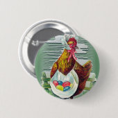 Badge Rond 5 Cm Poule et bouton de Pâques d'oeufs (Devant & derrière)