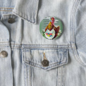 Badge Rond 5 Cm Poule et bouton de Pâques d'oeufs (En situation)