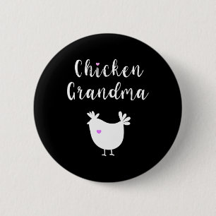 Badge Rond 5 Cm Poule Grand-mère Silhouette drôle d'agriculteur Ga