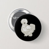 Badge Rond 5 Cm Poule soyeuse  (Devant & derrière)