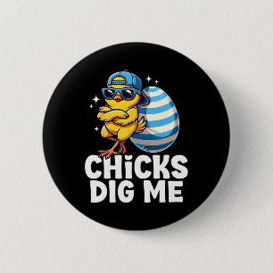 Badge Rond 5 Cm Poules me trouvent drôle Pâques Hommes Garçons Joy