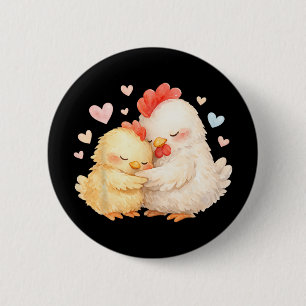 Badge Rond 5 Cm Poulet à l'aquarelle mignon étreignant doucement _