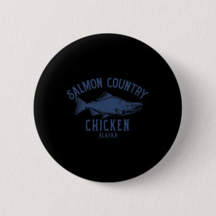 Badge Rond 5 Cm Poulet Alaska Saumon Campagne Côtière Nature Desig