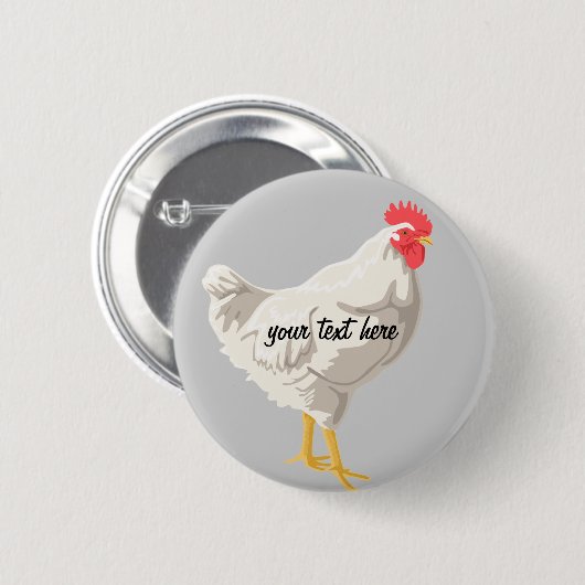 Badge Rond 5 Cm Poulet blanc (Devant & derrière)