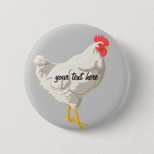 Badge Rond 5 Cm Poulet blanc