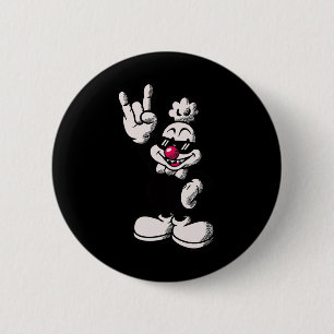 Badge Rond 5 Cm Poulet de dessin animé cool rétro Rock Signe de la