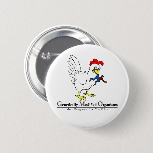 Badge Rond 5 Cm Poulet de GMO (Devant & derrière)