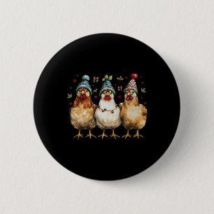 Badge Rond 5 Cm Poulet de la ferme Noël Coquette Poulet de la ferm