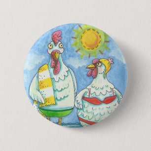 Badge Rond 5 Cm POULET DE LA MER, BOUTON DE DESSIN AMUSANT *Rond