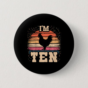 Badge Rond 5 Cm Poulet Garçon Fille Anniversaire 10 Ans 10ème Poul