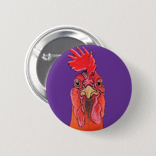 Badge Rond 5 Cm Poulet pourpre (Devant & derrière)